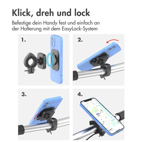 Accezz EasyLock handyhalterung Fahrrad - Universal - Aluminium - 360 Grad drehbar - Schwarz