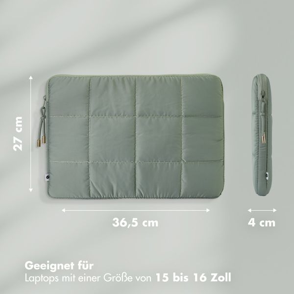 Selencia Puffy Laptop Hülle 15-16 Zoll - Laptop Sleeve - Sage Green