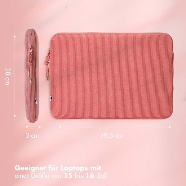 Selencia Cord Laptop Hülle 15-16 Zoll - Laptop Sleeve - Old Pink