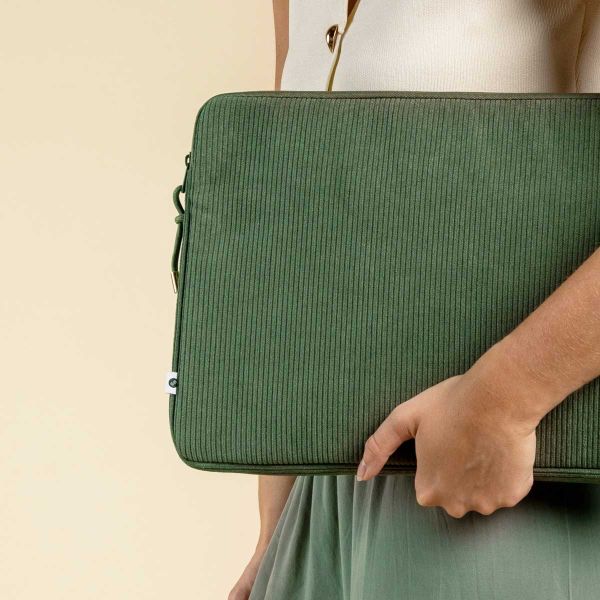 Selencia Cord Laptop Hülle 13-14 Zoll - Laptop Sleeve - Sage Green