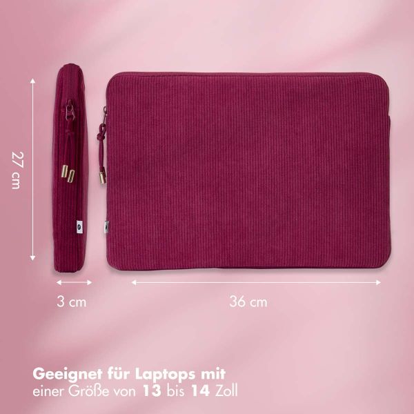 Selencia Cord Laptop Hülle 13-14 Zoll - Laptop Sleeve - Dark Rose