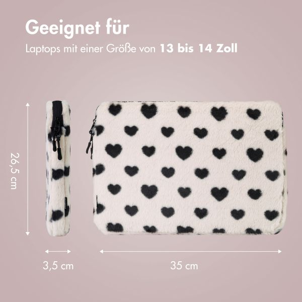 imoshion Fluffy Laptop Hülle 13-14 Zoll - Laptop Sleeve - Hearts