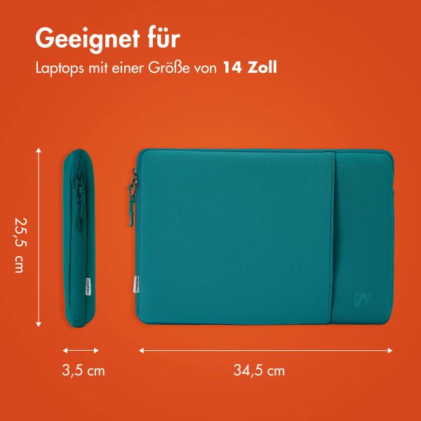 imoshion Laptop Hülle 14 Zoll - Laptop Sleeve mit Fach - Petrol Green