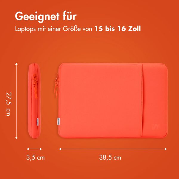 imoshion Laptop Hülle 15-16 Zoll - Laptop Sleeve mit Fach - Apricot Crush Orange