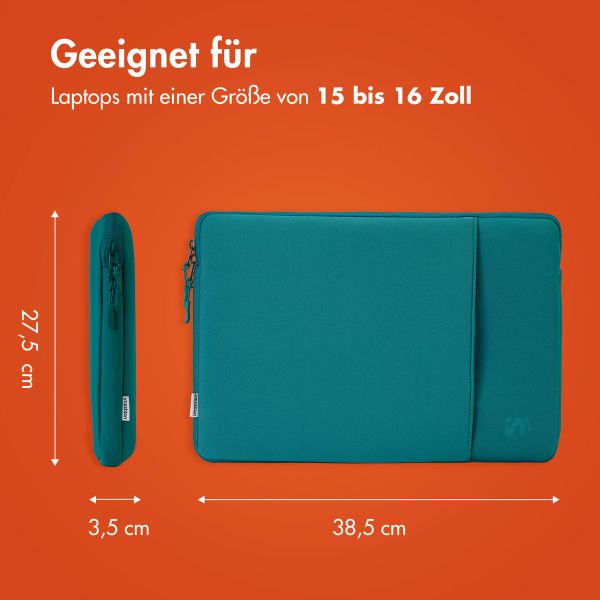 imoshion Laptop Hülle 15-16 Zoll - Laptop Sleeve mit Fach - Petrol Green