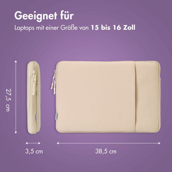 imoshion Laptop Hülle 15-16 Zoll - Laptop Sleeve mit Fach - Sandstone