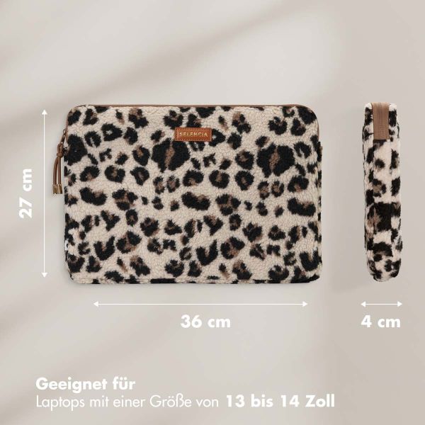 Selencia Teddy Laptop Hülle 13-14 Zoll - Laptop Sleeve - Leopard