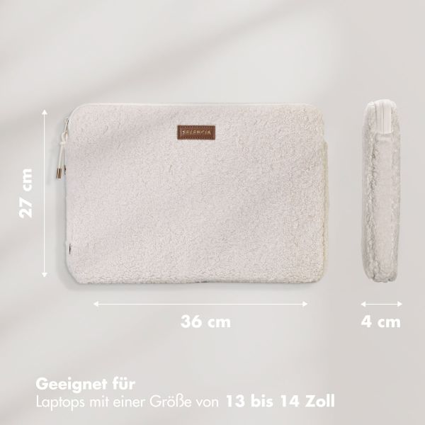 Selencia Teddy Laptop Hülle 13-14 Zoll - Laptop Sleeve - Beige