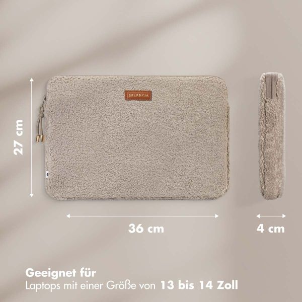 Selencia Teddy Laptop Hülle 13-14 Zoll - Laptop Sleeve - Brown