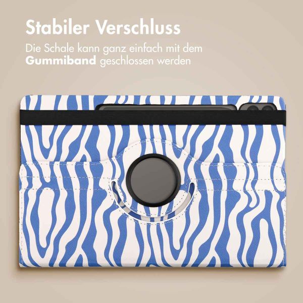 imoshion 360° drehbare Design Klapphülle für das Samsung Galaxy Tab S9 FE Plus - White Blue Stripes