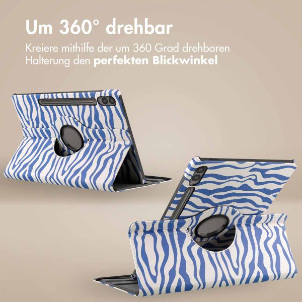 imoshion 360° drehbare Design Klapphülle für das Samsung Galaxy Tab S9 FE Plus - White Blue Stripes