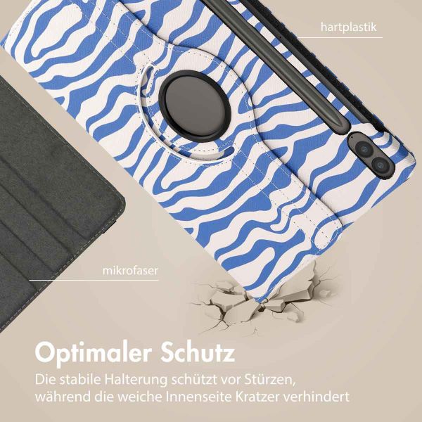 imoshion 360° drehbare Design Klapphülle für das Samsung Galaxy Tab S9 FE Plus - White Blue Stripes