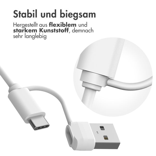 imoshion Ladekabel für die Apple Watch USB-C und USB-A – 0,5 Meter – Weiß