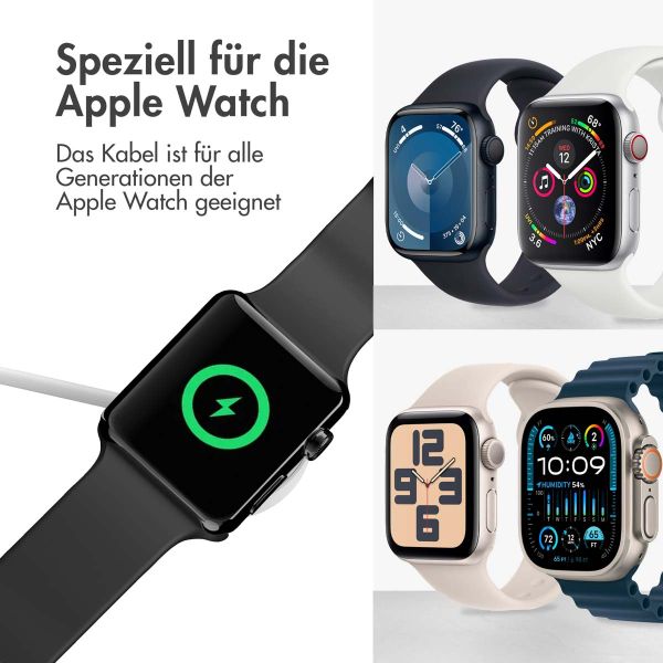 imoshion Ladekabel für die Apple Watch USB-C und USB-A – 0,5 Meter – Weiß