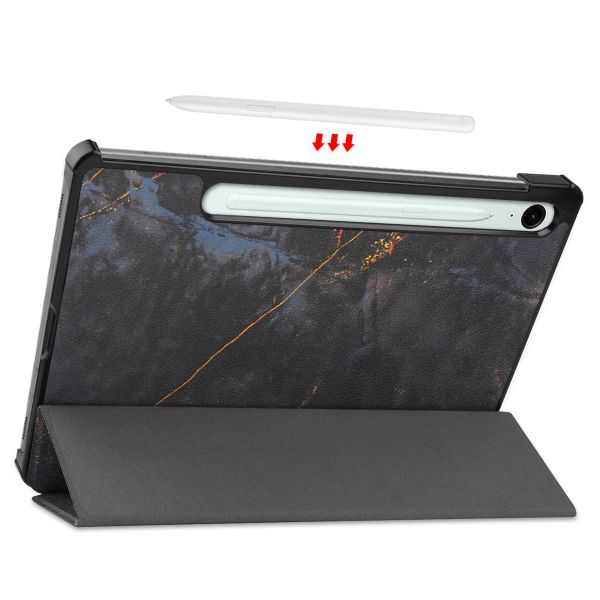 imoshion Design Trifold Klapphülle für das Samsung Tab S9 FE / Tab S9 - Black Marble