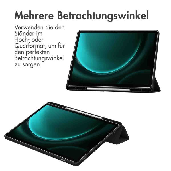 imoshion Trifold Hardcase Klapphülle für das Samsung Tab S9 FE Plus / Tab S9 Plus 12.4 Zoll - Schwarz