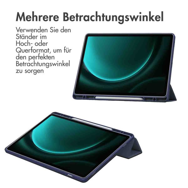 imoshion Trifold Hardcase Klapphülle für das Samsung Tab S9 FE Plus / Tab S9 Plus 12.4 Zoll - Dunkelblau