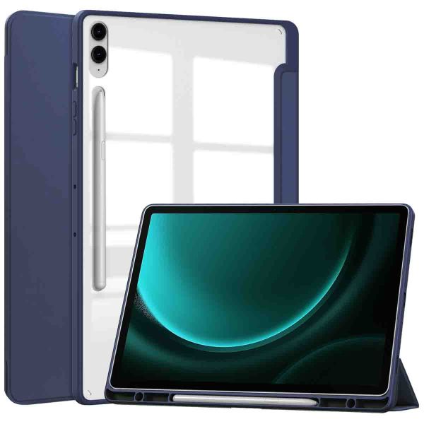 imoshion Trifold Hardcase Klapphülle für das Samsung Tab S9 FE Plus / Tab S9 Plus 12.4 Zoll - Dunkelblau