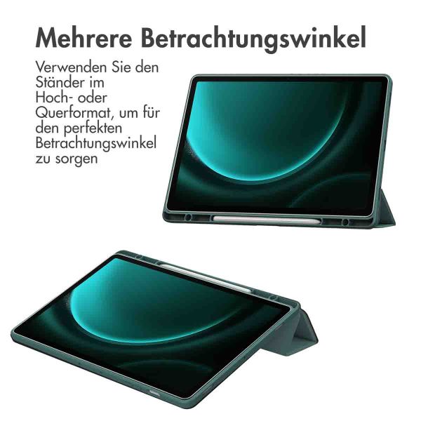 imoshion Trifold Hardcase Klapphülle für das Samsung Tab S9 FE Plus / Tab S9 Plus 12.4 Zoll - Grün