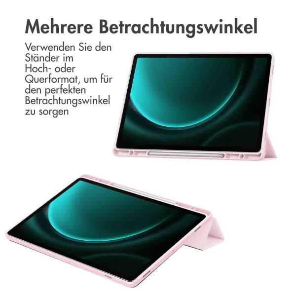 imoshion Trifold Hardcase Klapphülle für das Samsung Tab S9 FE Plus / Tab S9 Plus 12.4 Zoll - Rosa