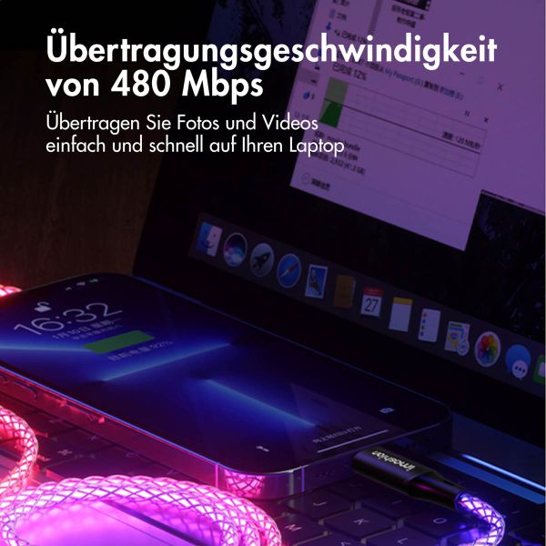 imoshion Leughtendes Schnellladekabel RGB - USB-A zu USB-C Kabel - 1 Meter