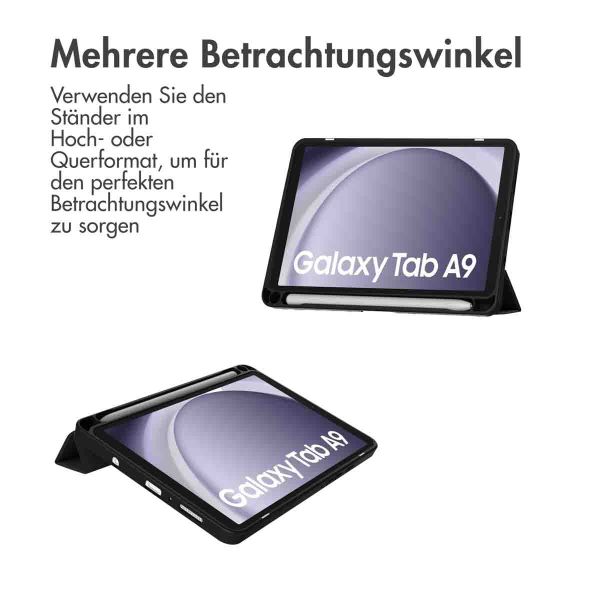 imoshion Trifold Hardcase Klapphülle für das Samsung Galaxy Tab A9 8.7 Zoll - Schwarz