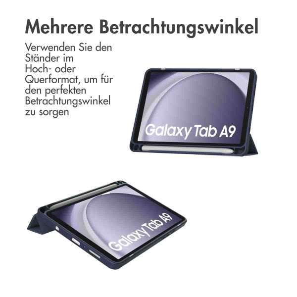 imoshion Trifold Hardcase Klapphülle für das Samsung Galaxy Tab A9 8.7 Zoll - Dunkelblau