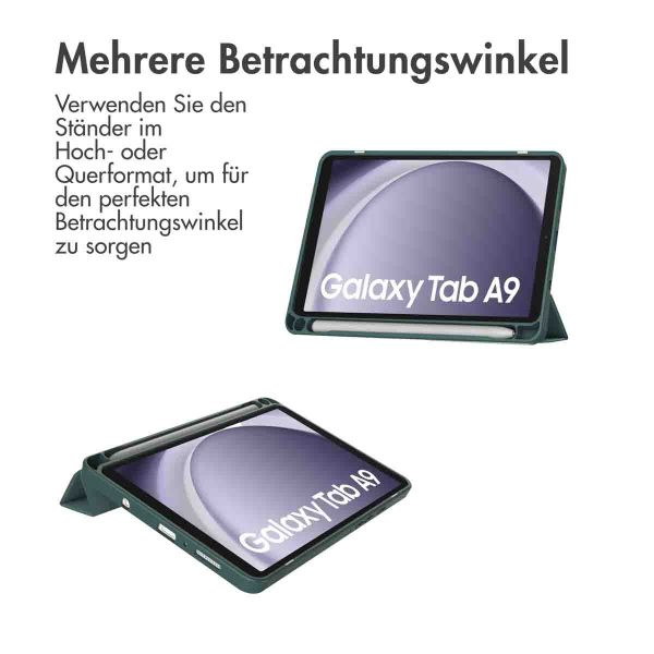 imoshion Trifold Hardcase Klapphülle für das Samsung Galaxy Tab A9 8.7 Zoll - Grün