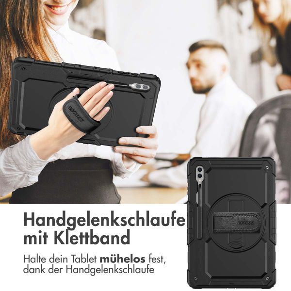 Accezz Robustes Back Cover mit Schultergurt für das Samsung Galaxy Tab S9 Ultra 14.6 Zoll - Schwarz