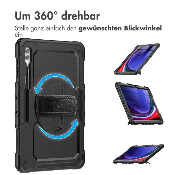 Accezz Robustes Back Cover mit Schultergurt für das Samsung Galaxy Tab S9 Ultra 14.6 Zoll - Schwarz