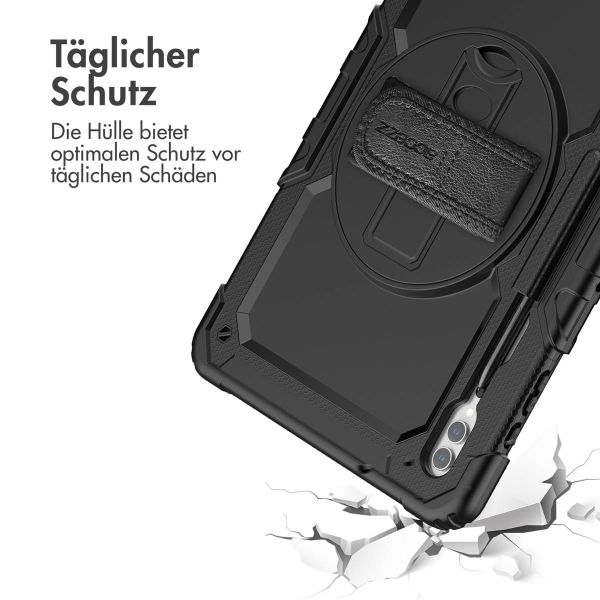 Accezz Robustes Back Cover mit Schultergurt für das Samsung Galaxy Tab S9 Ultra 14.6 Zoll - Schwarz