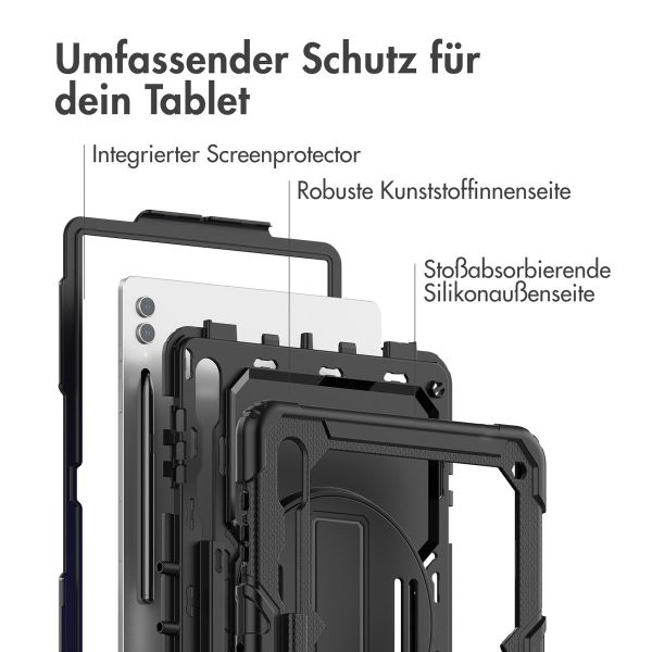 Accezz Robustes Back Cover mit Schultergurt für das Samsung Galaxy Tab S9 Ultra 14.6 Zoll - Schwarz