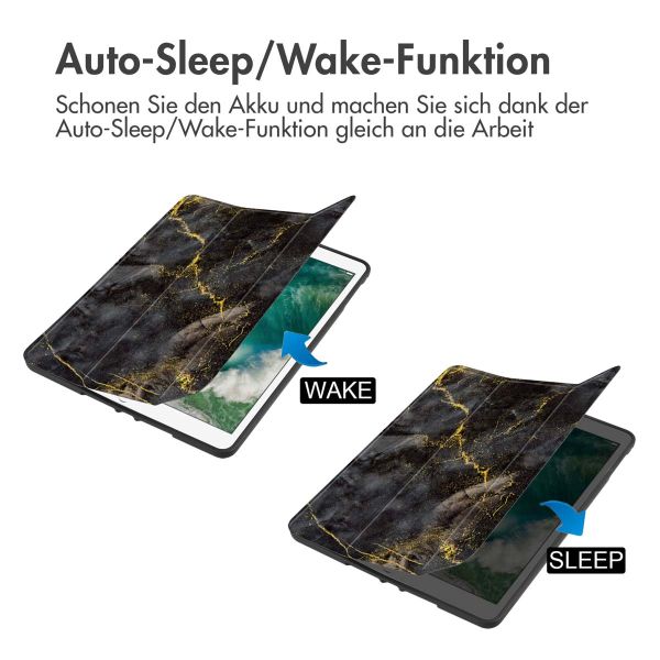 imoshion Trifold Klapphülle für das iPad 6 (2018) 9.7 Zoll / iPad 5 (2017) 9.7 Zoll / Air 2 (2014) / Air 1 (2013) - Black Marble