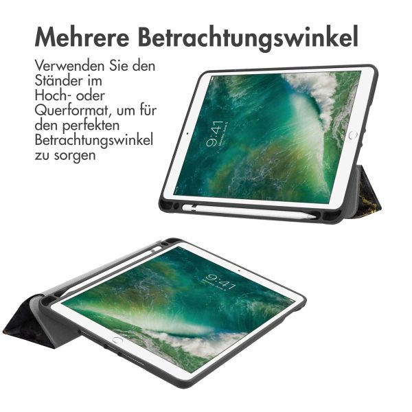 imoshion Trifold Klapphülle für das iPad 6 (2018) 9.7 Zoll / iPad 5 (2017) 9.7 Zoll / Air 2 (2014) / Air 1 (2013) - Black Marble