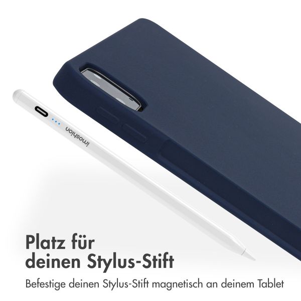 Accezz Liquid Silicone Back Cover mit Stifthalter für das iPad Pro 12.9 (2022) / Pro 12.9 (2021) / Pro 12.9 (2020) - Dunkelblau