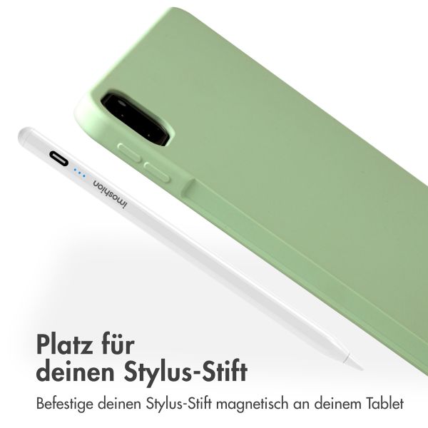 Accezz Liquid Silicone Back Cover mit Stifthalter für das iPad Pro 12.9 (2022) / Pro 12.9 (2021) / Pro 12.9 (2020) - Hellgrün