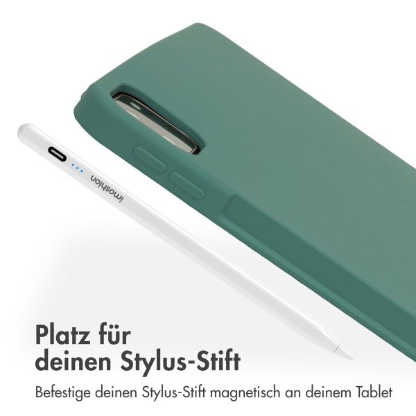 Accezz Liquid Silicone Back Cover mit Stifthalter für das iPad Pro 12.9 (2022) / Pro 12.9 (2021) / Pro 12.9 (2020) - Dunkelgrün