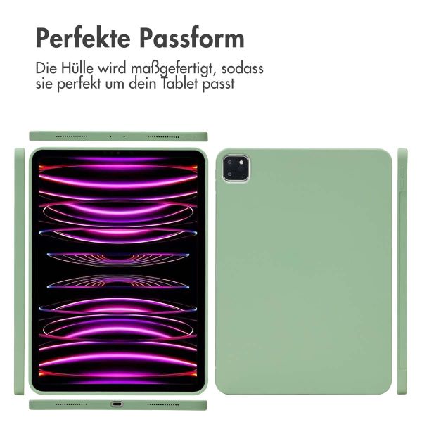 Accezz Liquid Silicone Back Cover mit Stifthalter für das iPad Pro 11 (2018/2020/2021/2022) - Hellgrün