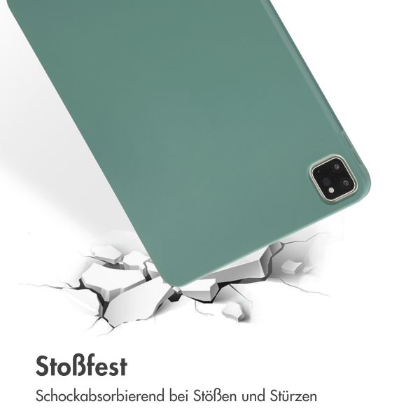 Accezz Liquid Silicone Back Cover mit Stifthalter für das iPad Pro 11 (2018/2020/2021/2022) - Dunkelgrün