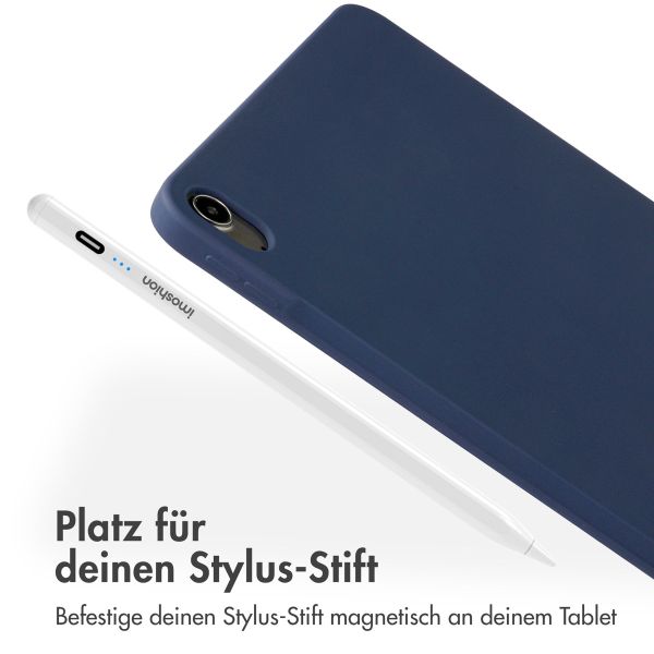 Accezz Liquid Silicone Back Cover mit Stifthalter für das iPad Air 11 Zoll (2024) M2 / Air 5 (2022) / Air 4 (2020) - Dunkelblau