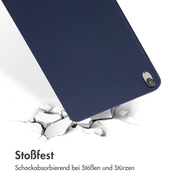 Accezz Liquid Silicone Back Cover mit Stifthalter für das iPad Air 11 Zoll (2024) M2 / Air 5 (2022) / Air 4 (2020) - Dunkelblau