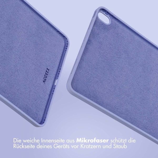 Accezz Liquid Silicone Back Cover mit Stifthalter für das iPad Air 11 Zoll (2024) M2 / Air 5 (2022) / Air 4 (2020) - Lila