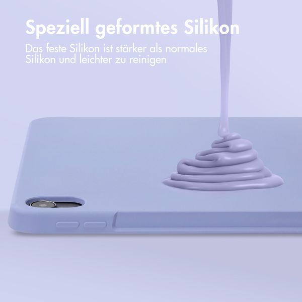 Accezz Liquid Silicone Back Cover mit Stifthalter für das iPad Air 11 Zoll (2024) M2 / Air 5 (2022) / Air 4 (2020) - Lila