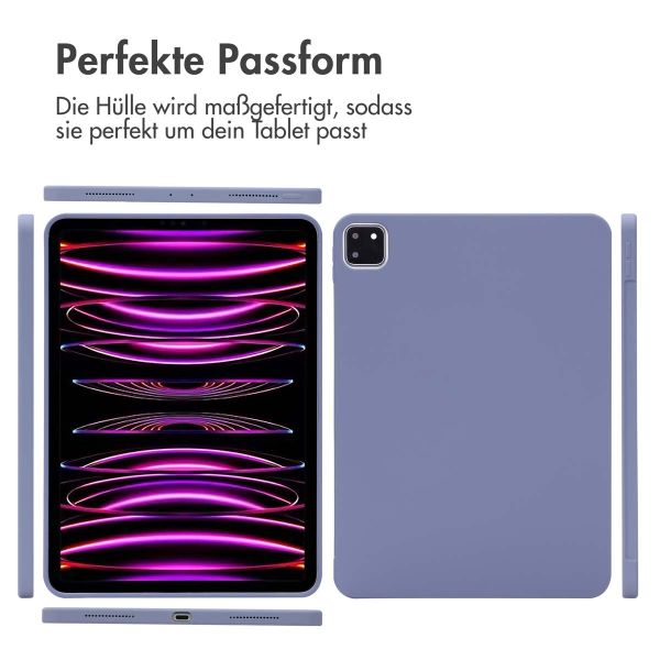 Accezz Liquid Silicone Back Cover mit Stifthalter für das iPad Pro 11 (2018/2020/2021/2022) - Lila