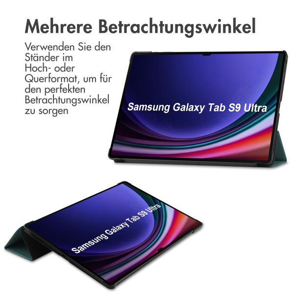 imoshion Trifold Klapphülle für das Samsung Galaxy Tab S9 Ultra 14.6 Zoll - Dunkelgrün