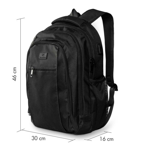 imoshion ﻿Laptop-Rucksack mit USB-Anschluss - Geeignet für Laptops bis 15.6 Zoll - Laptop-Rucksack für Herren - Schwarz