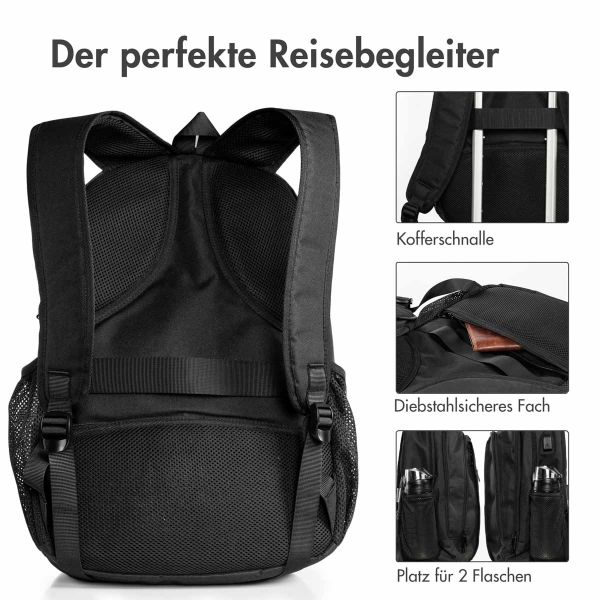 imoshion ﻿Laptop-Rucksack mit USB-Anschluss - Geeignet für Laptops bis 15.6 Zoll - Laptop-Rucksack für Herren - Schwarz