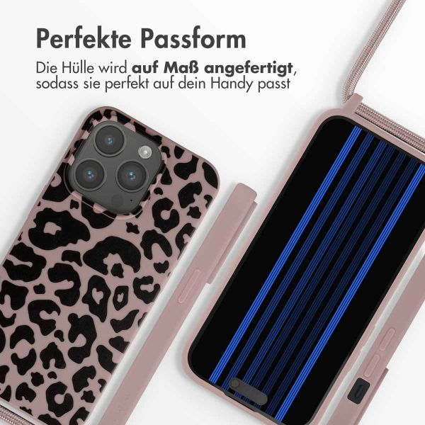 imoshion Silikonhülle design mit Band für das iPhone 15 Pro - Animal Pink