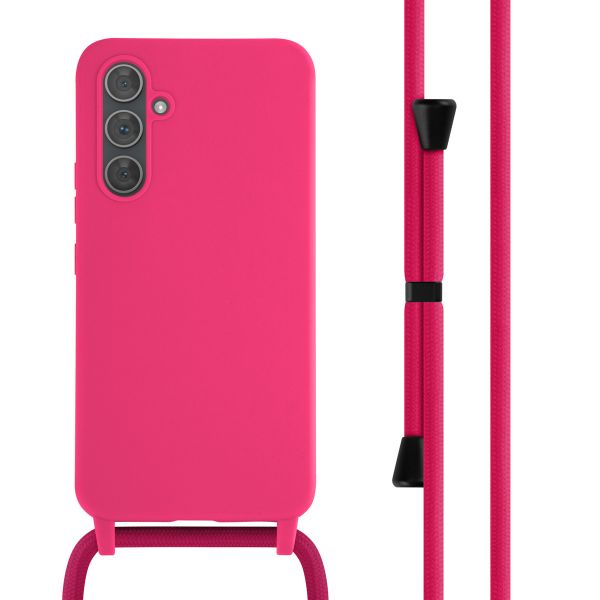 imoshion Silikonhülle mit Band für das Samsung Galaxy A54 (5G) - Rosa fluoreszierend