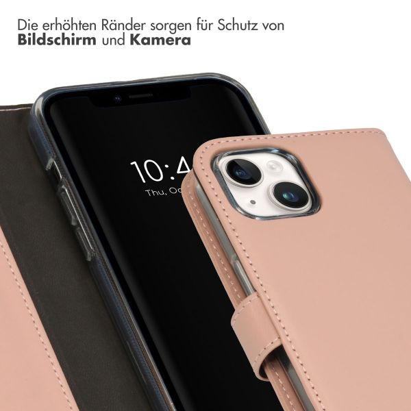 Selencia Echtleder Klapphülle für das iPhone 15 - Dusty Pink